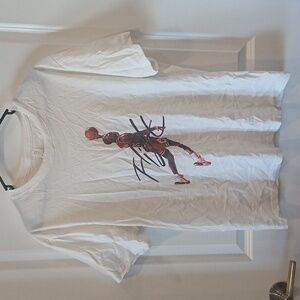 Mens White Printed Michael Jordan Tshirt Size L